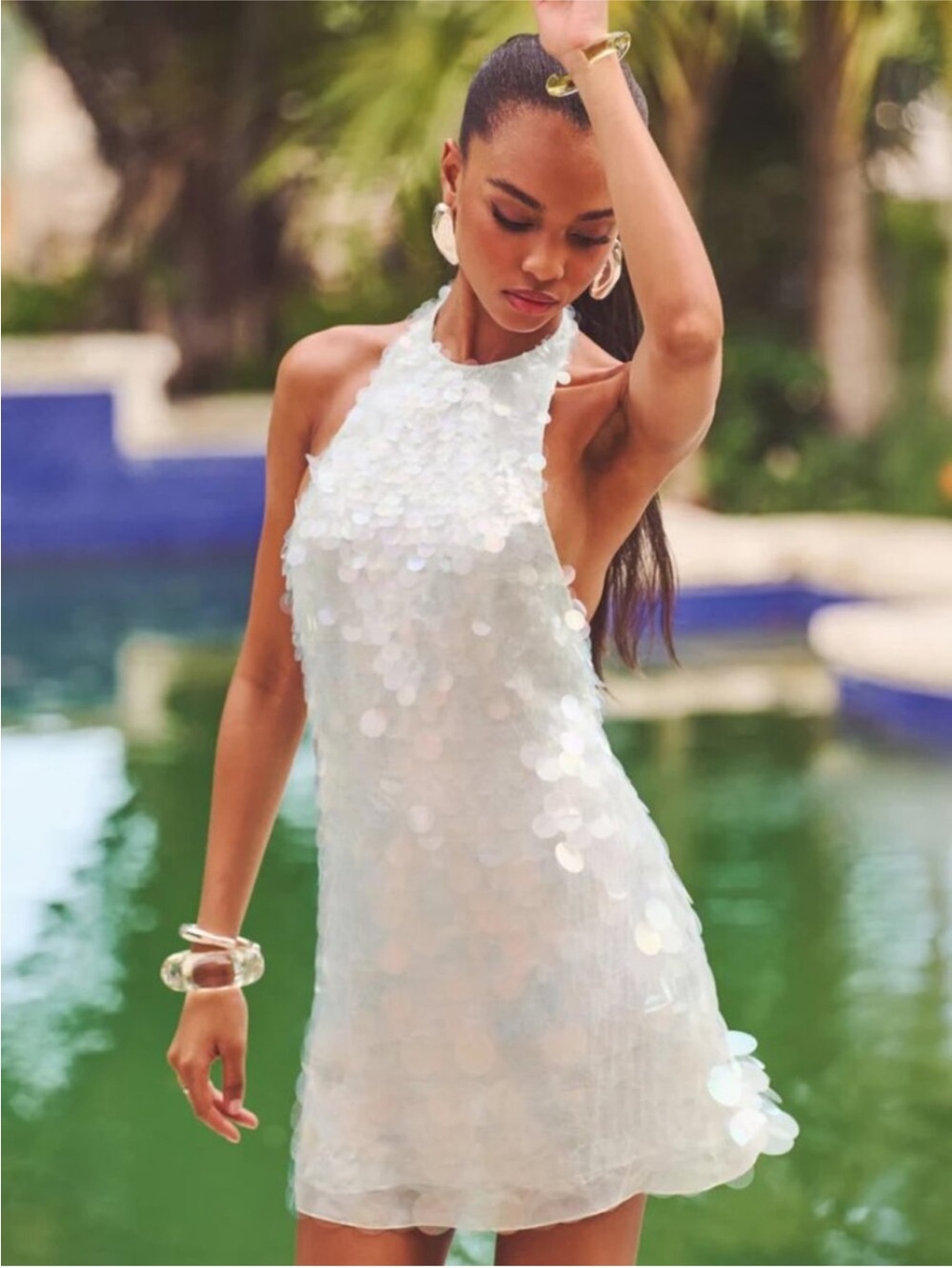Retrofete Bondera Sequin Mini Dress, size XS in Eucalyptus